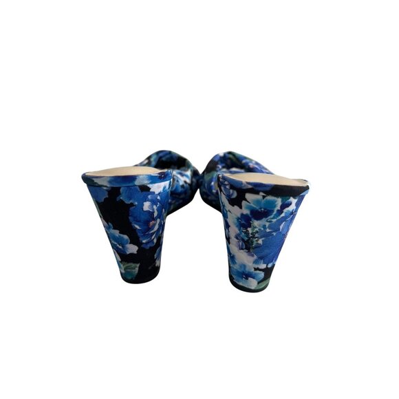 NINE WEST Blue Black Floral Wedges Sandals Size 9 NEW NWOB - Picture 7 of 9